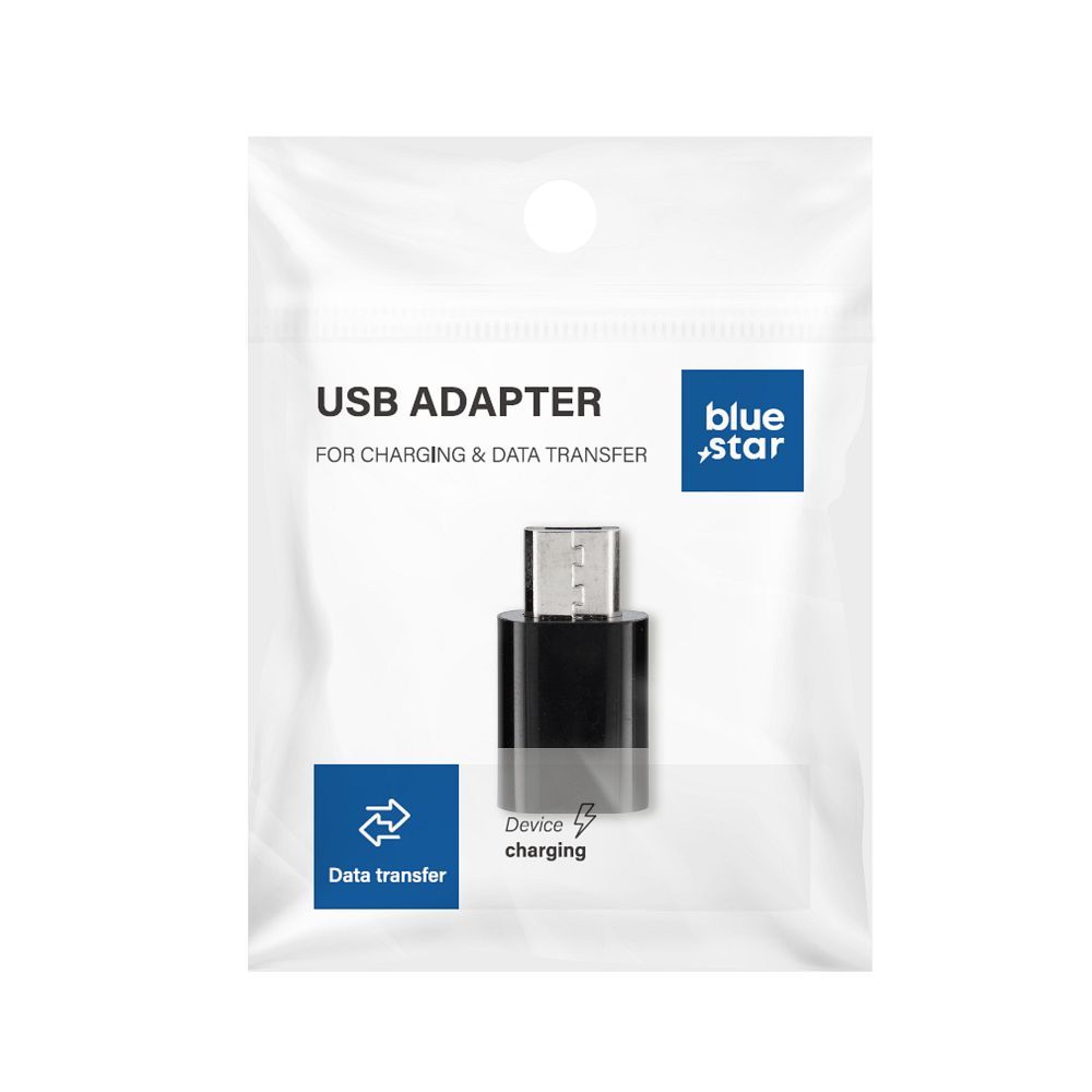 Adapteris Type C to Micro USB Blue Star - juodas