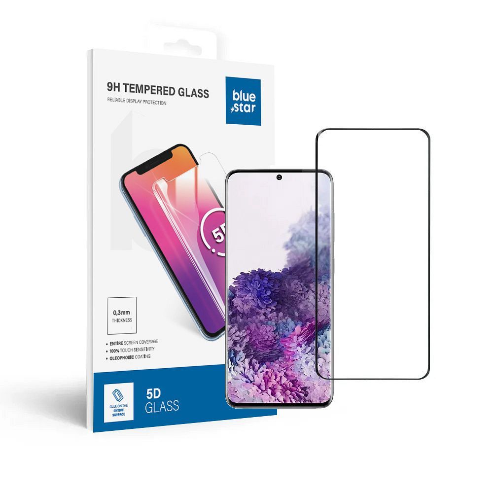 Apsauginis stiklas Blue Star - SAMSUNG Galaxy S20 pilnas paviršius (pilnas klijavimas/draugiškas dėklui) - juodas Apsauginis stiklas Blue Star