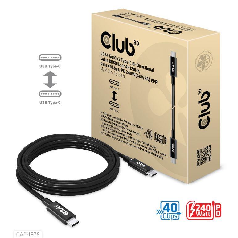 Laidas USB-C 3m M/M CAC-1579 Club3D