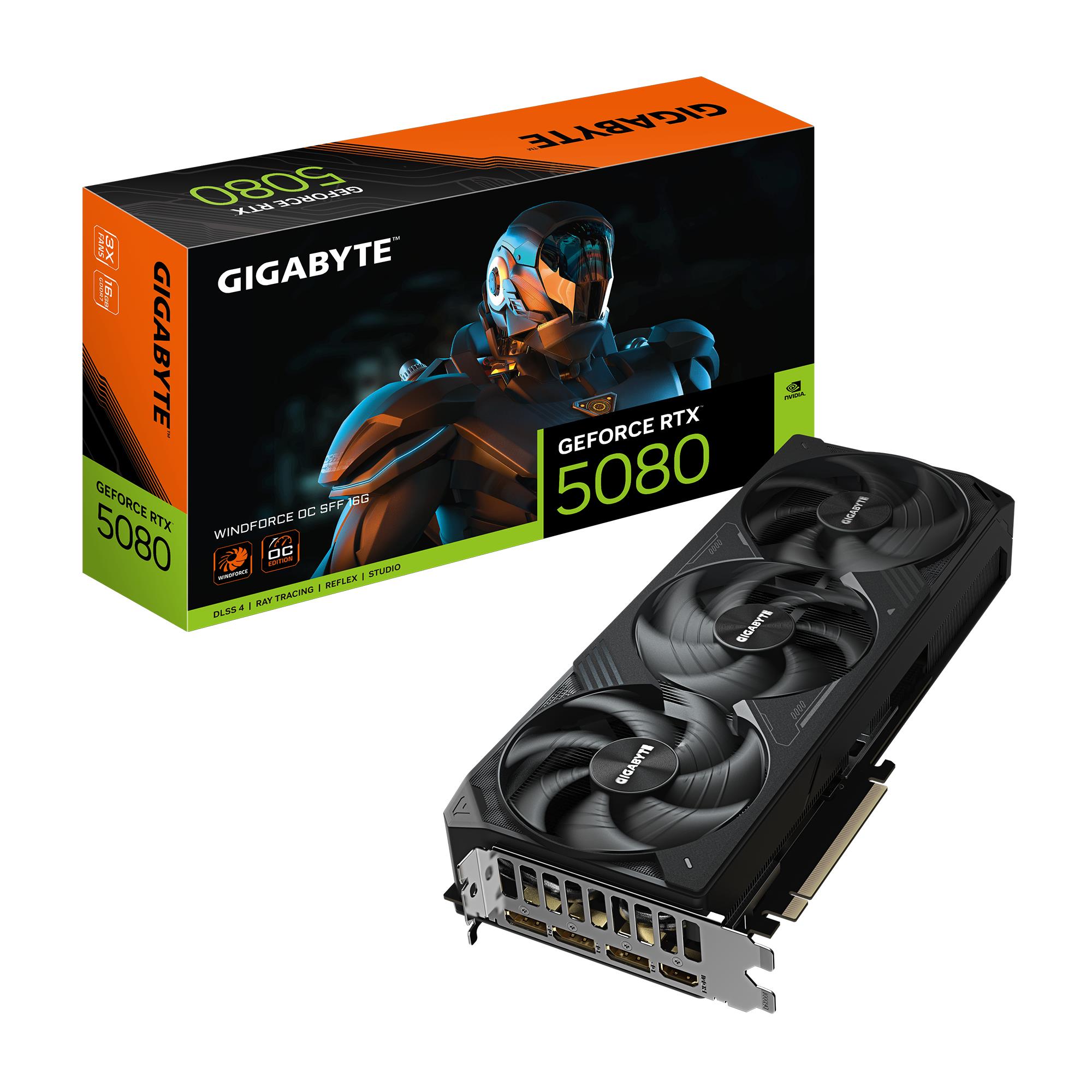 Gigabyte RTX 5080 Windforce OC vaizdo plokštė 16GB GDDR7 256bit PCIe 5.0 1xHDMI 3xDP