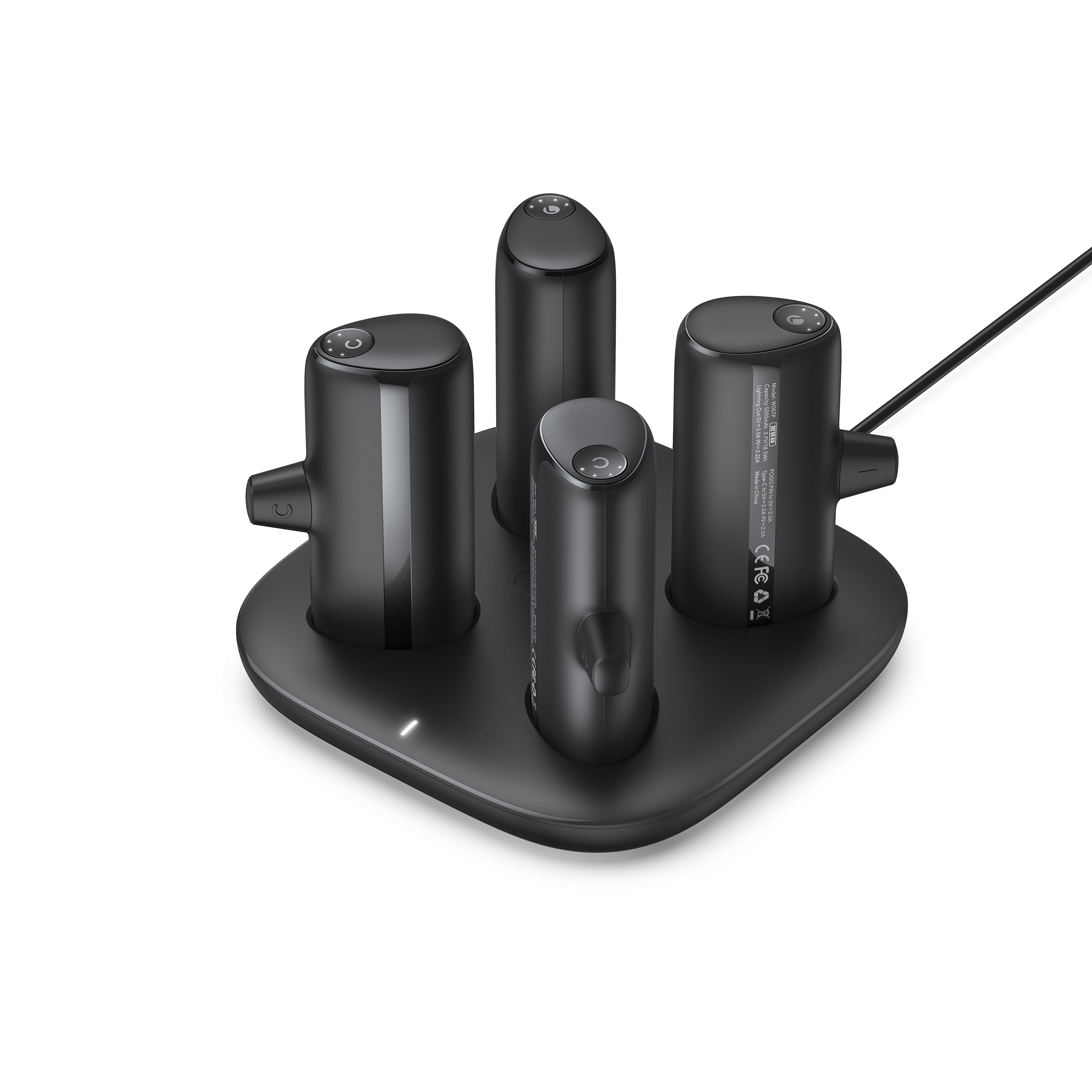 4 Veger W007CK 5000mAh išorinių baterijų rinkinys (2x Lightning + 2x USB-C) su įkrovimo stotele - juoda