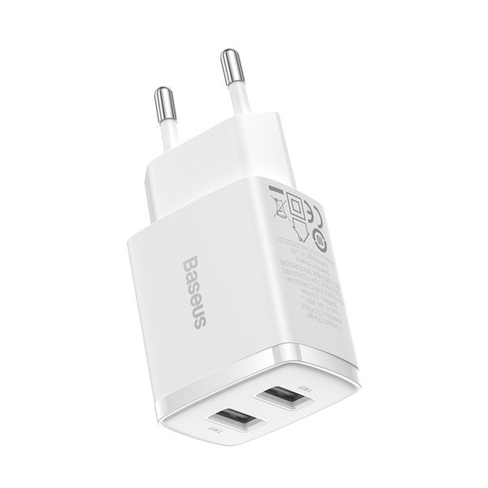Baseus įkroviklis Compact 2 x USB baltas 10,5w