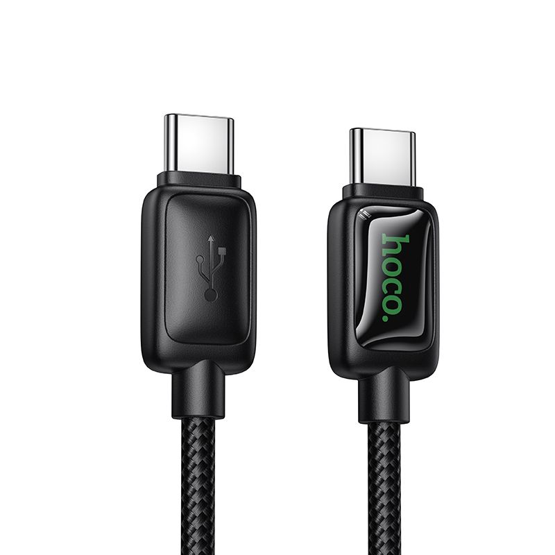 Kabelis su skystųjų kristalų ekranu USB C į USB C Hoco 3A 60W 1,2 m U146 juodas