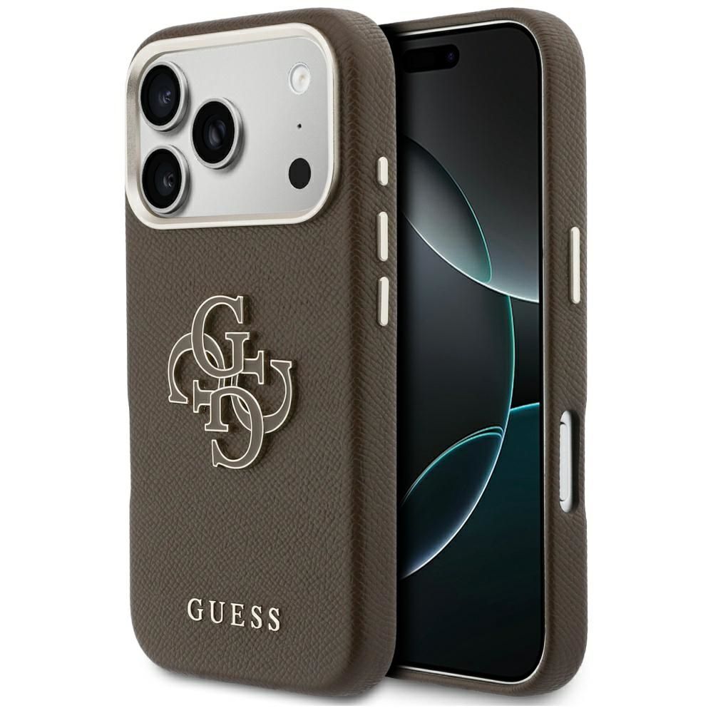 GUESS dėklas IPHONE 17 Pro GUHCP17L5PS4RGGW (PU FW Resin Logo) rudas