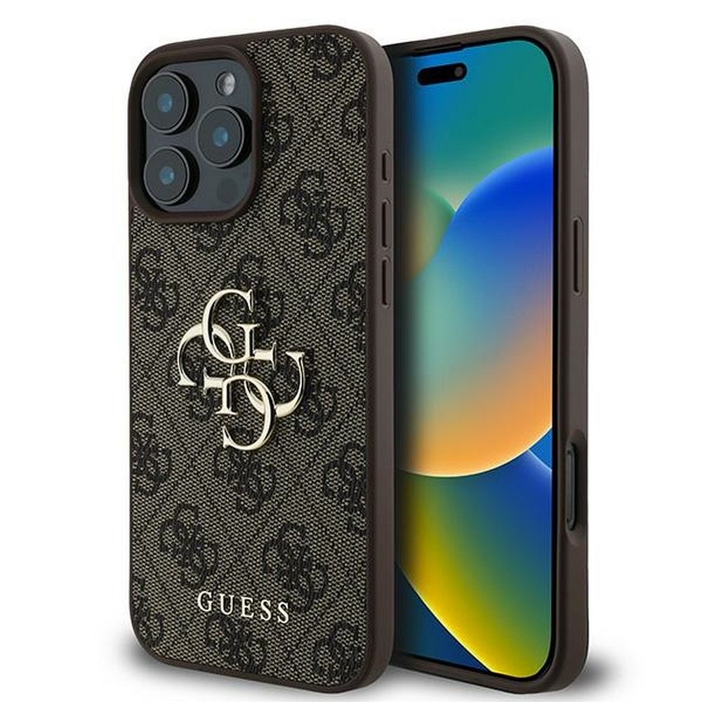 Guess 4G Big Logo dėklas telefonui iPhone 16 Pro - rudos spalvos