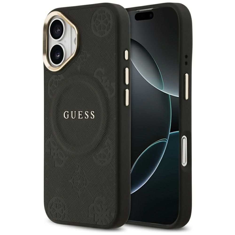 Guess Peony Hot Stamp MagSafe dėklas telefonui iPhone 17 - juodas