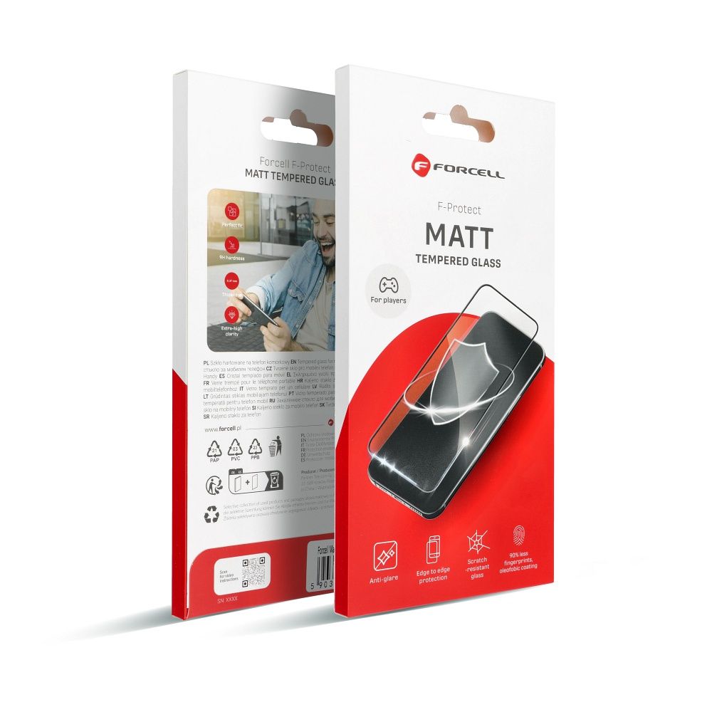 Защитное стекло iPhone 13 / 16e / 17e (SE 4 2025) Forcell Matt Glass черный