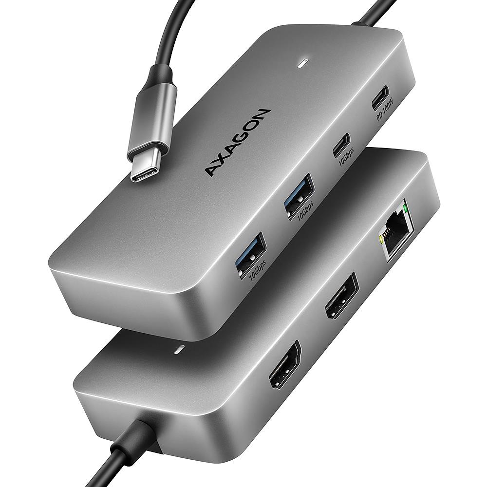 Šakotuvas USB-C 3P HDMI DP 0.15m HMC-CUB83X2 Axagon