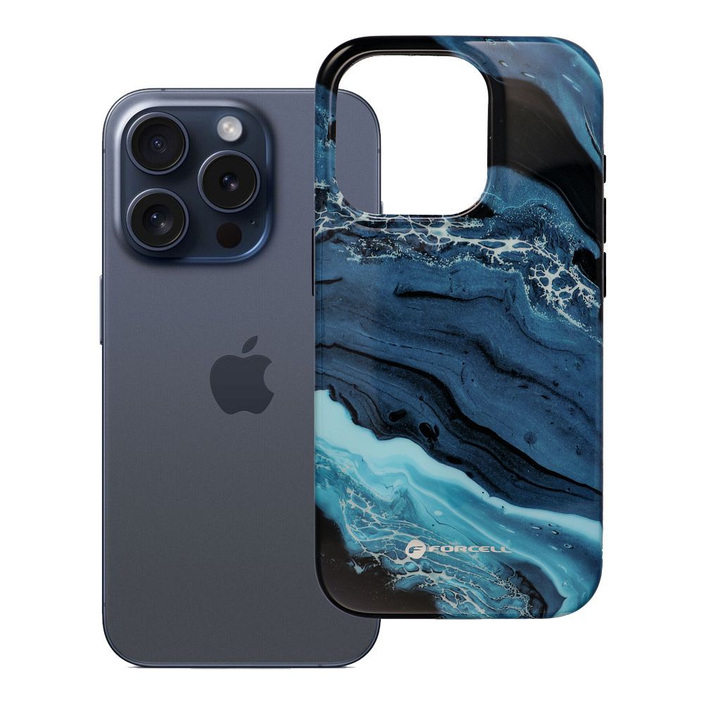 FORCELL F-PROTECT Mirage, militarinio kritimo testuotas dėklas telefonui, MagSafe suderinamas IPHONE 15 PRO tamsiai mėlynas