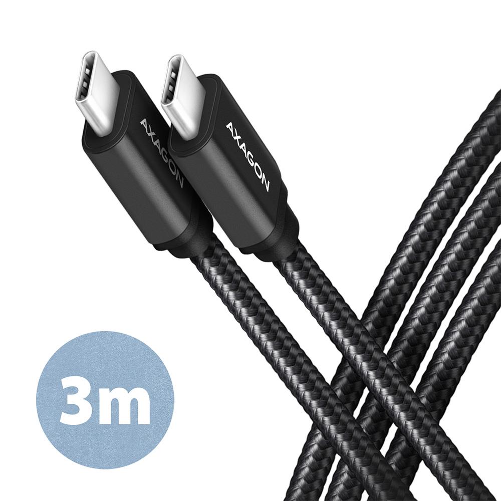 Axagon USB-C į USB-C laidas 3m 60W juodas BUCM3-CM30AB