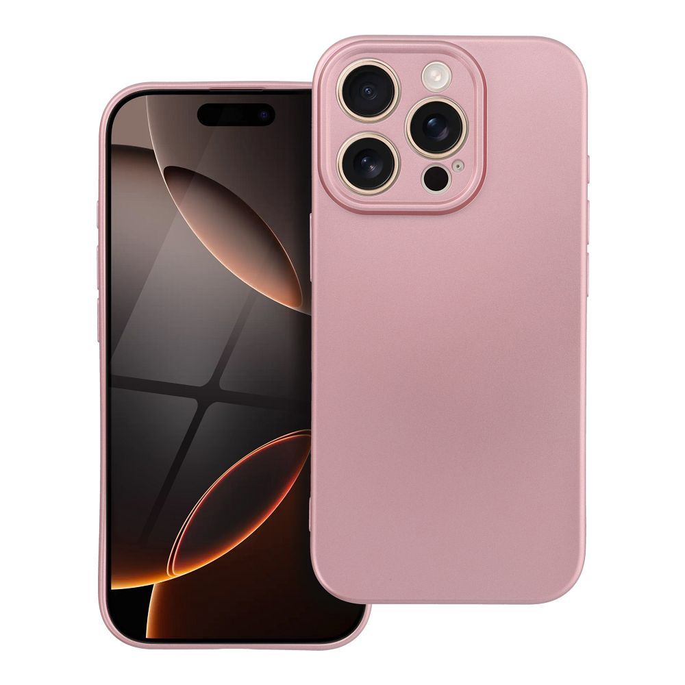 METALLIC dėklas telefonui IPHONE 16 Pro rožinis