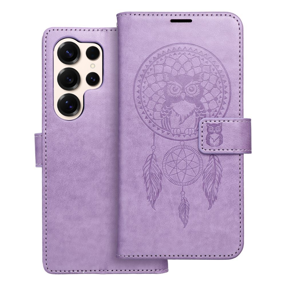 MEZZO knygos tipo dėklas telefonui SAMSUNG S25 Ultra su sapnų gaudykle, violetinis