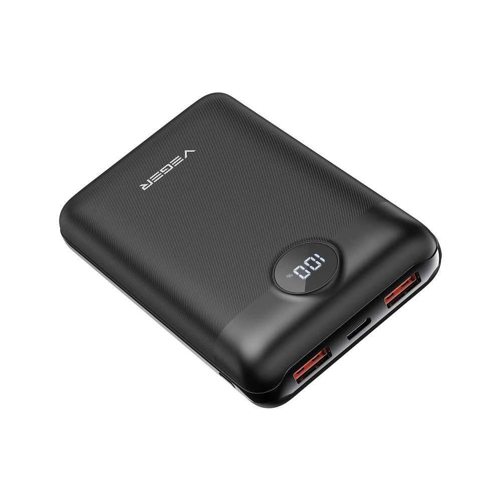 VEGER išorinė baterija 20000 mAh PD QC3.0 2A 22,5W S20 (W2053) juoda