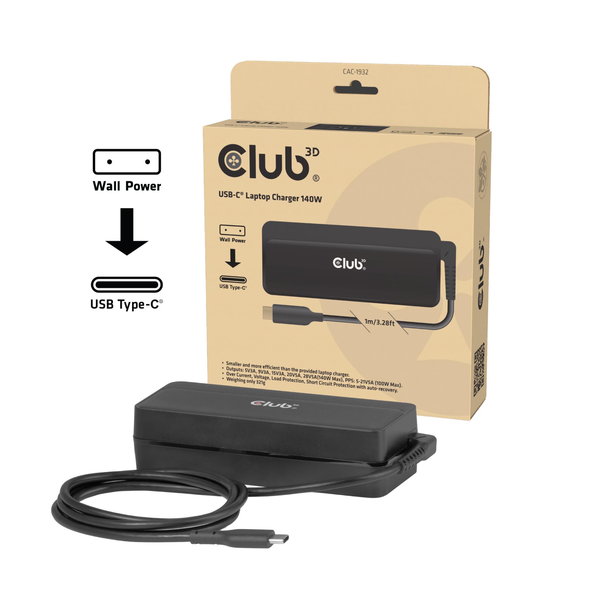Nešiojamo įkroviklis USB-C 140W CAC-1932 Club3D