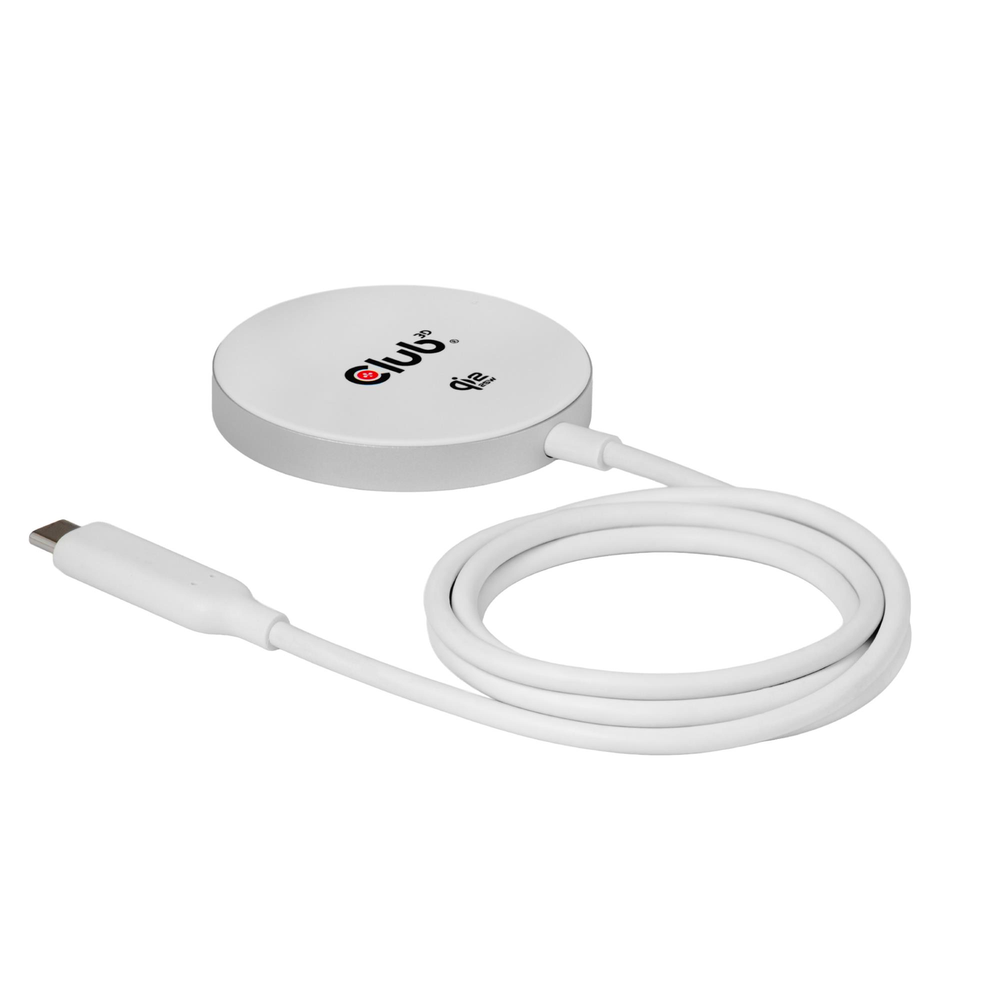 Club3D CAC-3026 belaidis įkroviklis Qi2 MagSafe 25W baltas