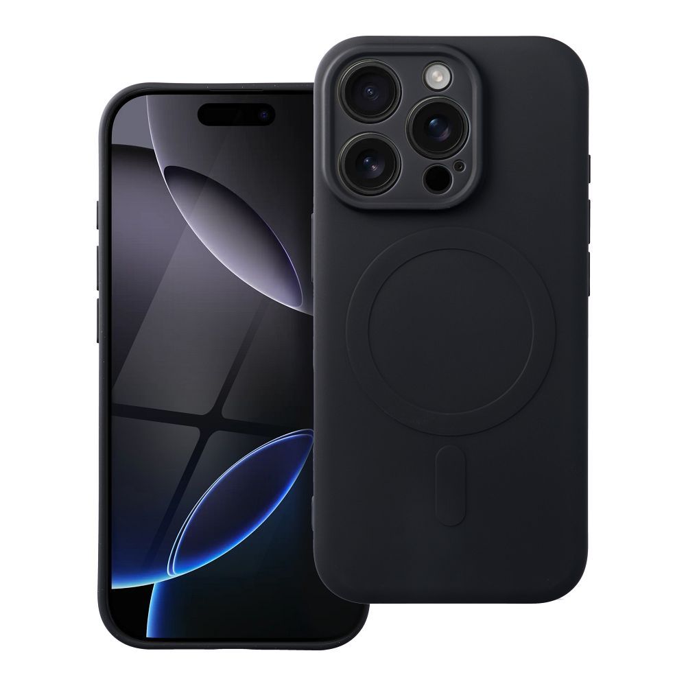 Silikoninis magnetinis dėklas telefonui, suderinamas su MagSafe, skirtas iPhone 16 Pro, juodas