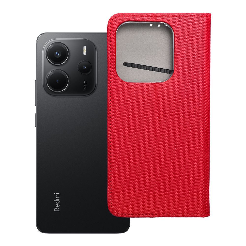 SMART CASE knygos tipo dėklas telefonui XIAOMI Redmi Note 14 5G raudonas