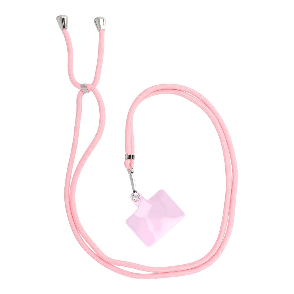 SWING (6mm) telefono dirželis, telefono pakabukas su reguliuojamu ilgiu / virvelės ilgis 165 cm (maks. 82,5 cm kilpoje) / ant peties arba kaklo – šviesiai rožinis