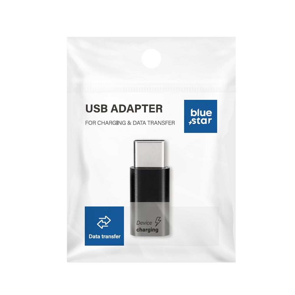 Adapteris Micro USB to Type C Blue Star - juodas