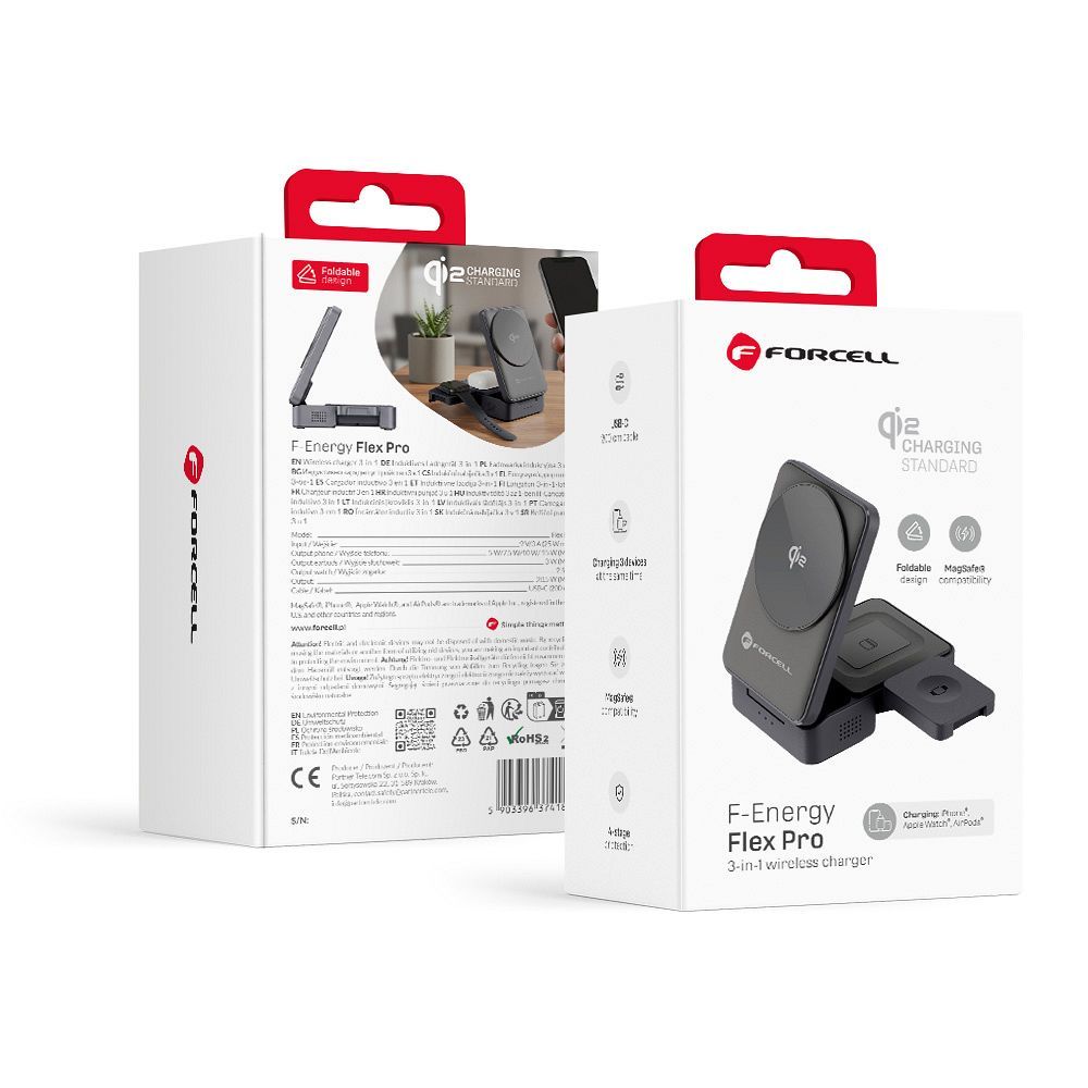 Belaidis įkroviklis Forcell 3in1 (F-05) (MagSafe) (Phone; Pods; Watch) 15W
