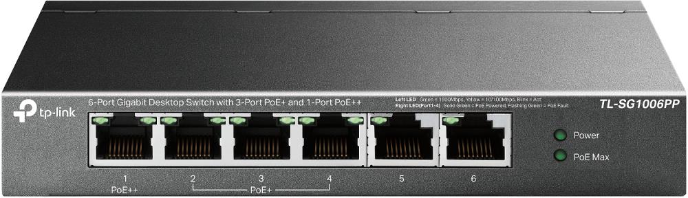 TP-Link TL-SG1006PP Komutatorius 6 prievadų Gigabit 4x PoE+
