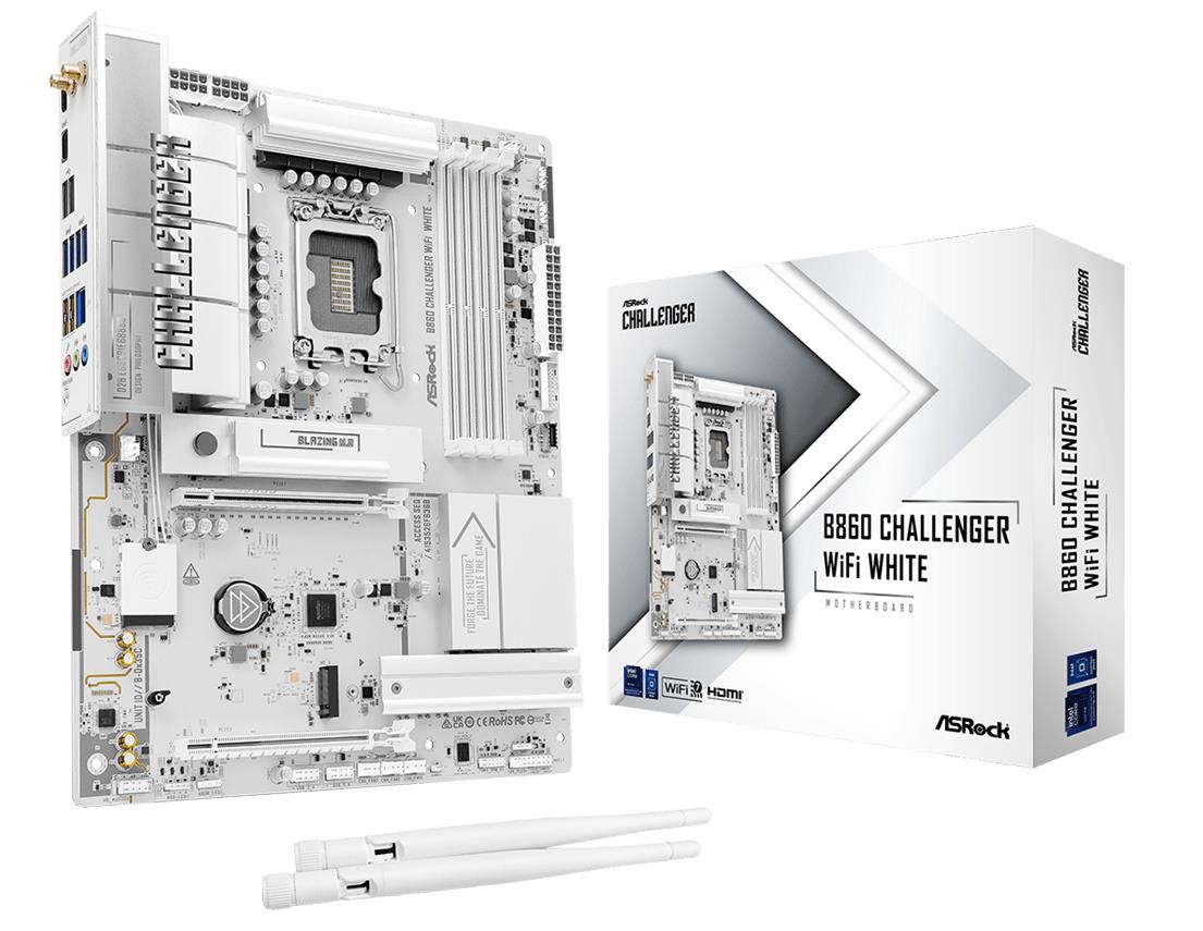 Pagrindinė plokštė|ASROCK|Intel B860|LGA 1851 (Socket V1)|ATX|RAM DDR5-SDRAM|4xSlots|Wi-Fi Taip|Bluetooth Taip|1xNumber of M.2 (M) slots|B860CHALLENGERWIFIWH