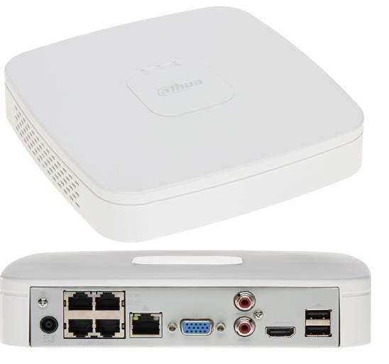 IP įrašymo įrenginys 4 kam., 4K 16MP, 1HDD, 80Mbps, 4PoE įėjimai, H.265/H.264, IVS