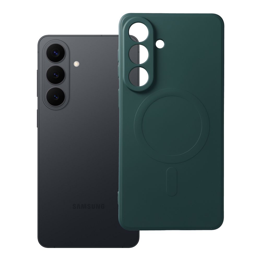 Silikoninis magnetinis dėklas telefonui, suderinamas su MagSafe, skirtas SAMSUNG S26 Edge, tamsiai žalias