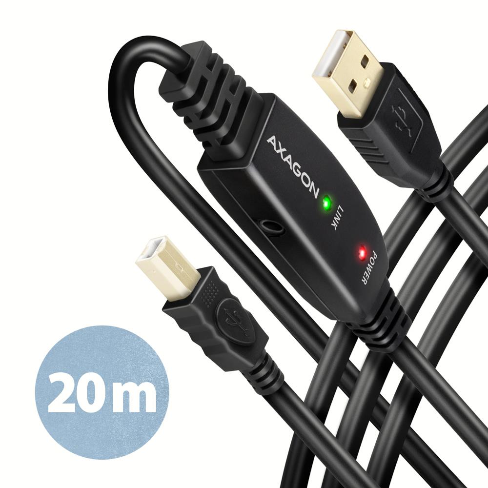 USB2.0 A-M/B-M aktyvus laidas 20m ADR-220B Axagon