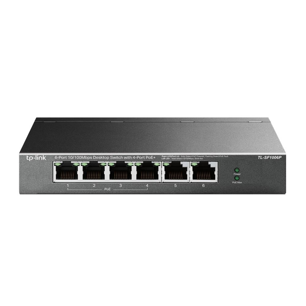 TP-Link TL-SF1006P komutatorius, 6x10/100, 4xPoE+