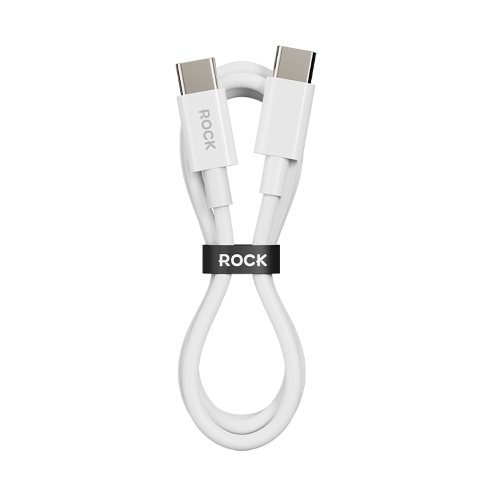 Rock Kabelis P8 Pagrindinės serijos - Type-C iki Type-C kabelis - PD 60W 3A - 1 metras baltas (m)