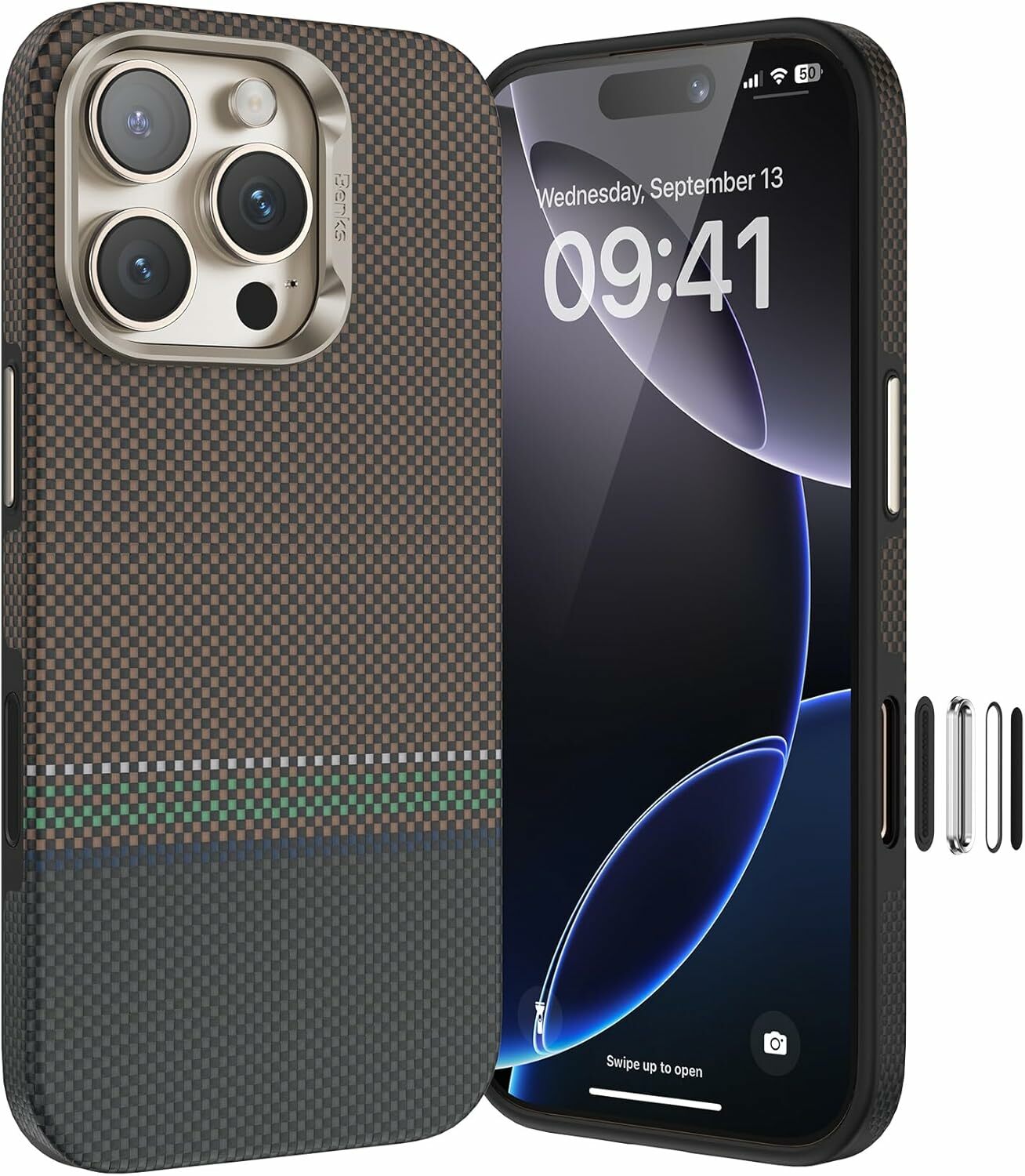 Benks Magnetinis Armor Pro Prestige Kevlar 600D dėklas (Y065) Iphone 16 Pro (Kameros valdymo mygtukas)