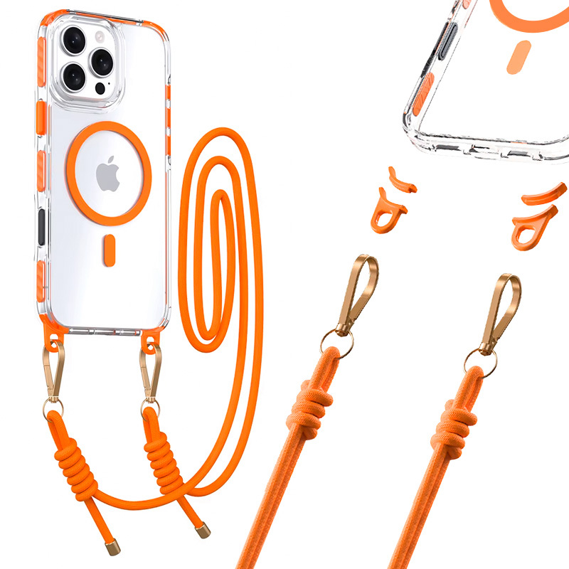 Tel Protect Strap skaidrus dėklas Iphone 13/14 oranžinis