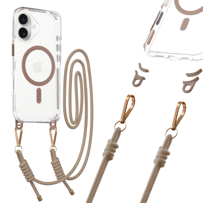 Tel Protect Strap Skaidrus dėklas Iphone 17 auksinis