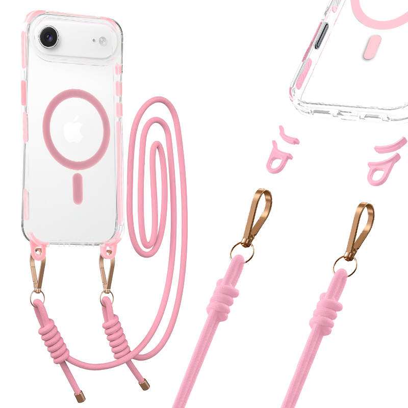 Tel Protect su dirželiu rožinis skaidrus dėklas Iphone 17 Air rožinis