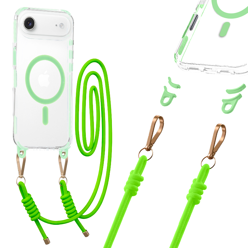 Tel Protect su dirželiu žalias skaidrus dėklas Iphone 17 Air žalias