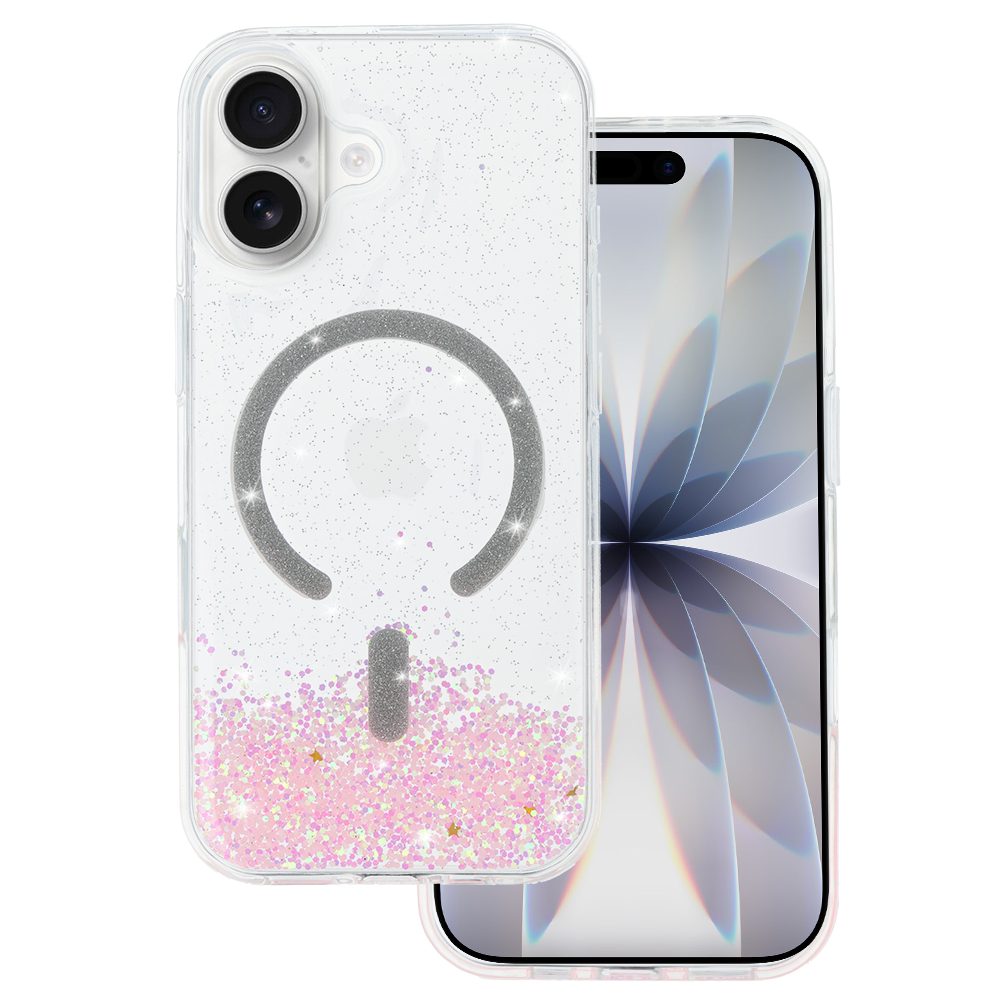 Tel Protect Moonlite magnetinis dėklas telefonui Iphone 17 rožinis permatomas