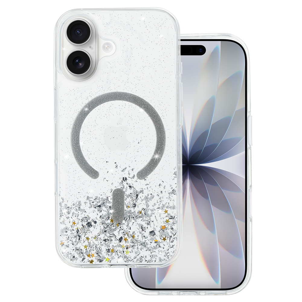 Tel Protect Moonlite magnetinis dėklas telefonui Iphone 17 sidabrinis permatomas