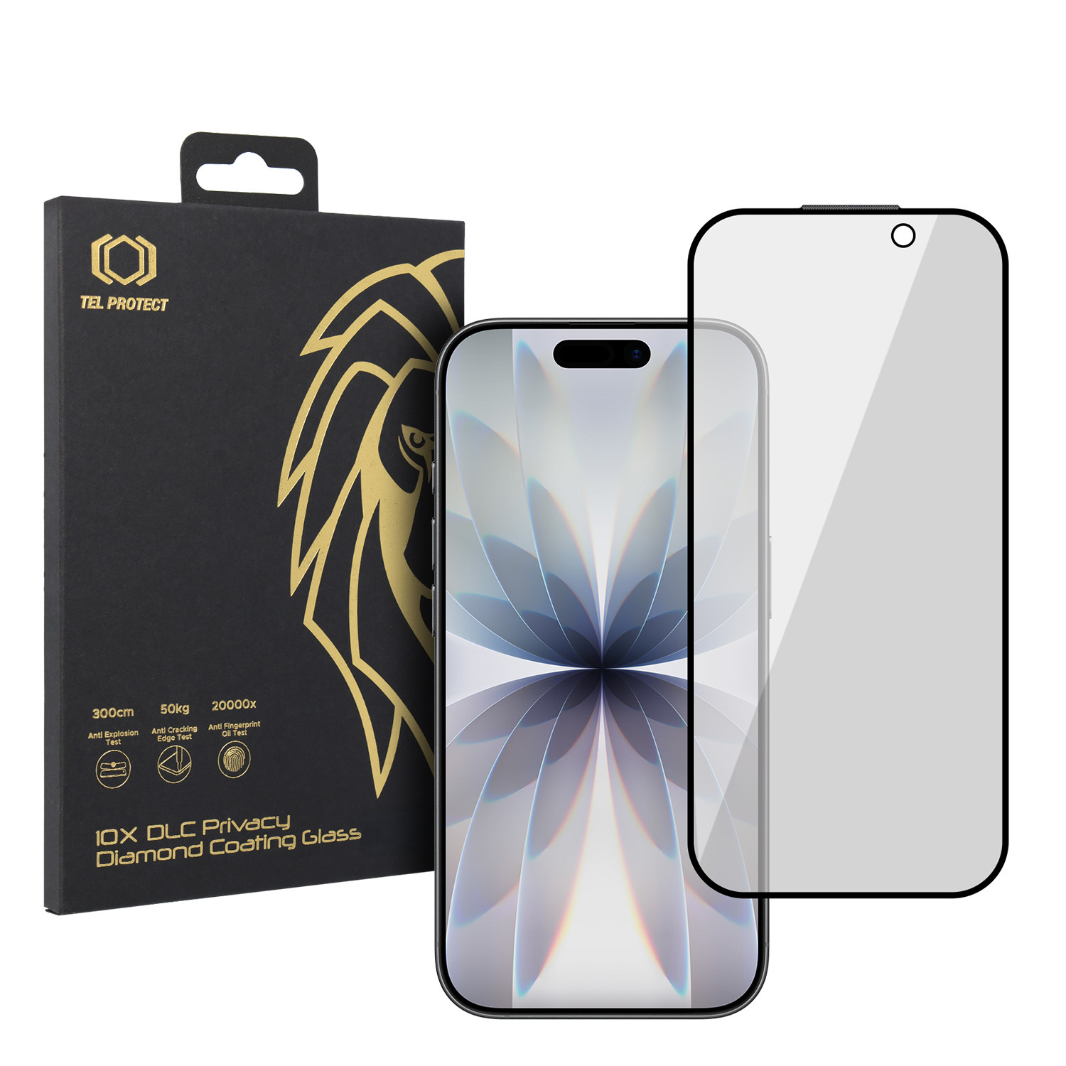 Grūdintas stiklas Tel Protect 10X Privacy DLC Diamond Coating skirtas Iphone 16 Pro/17
