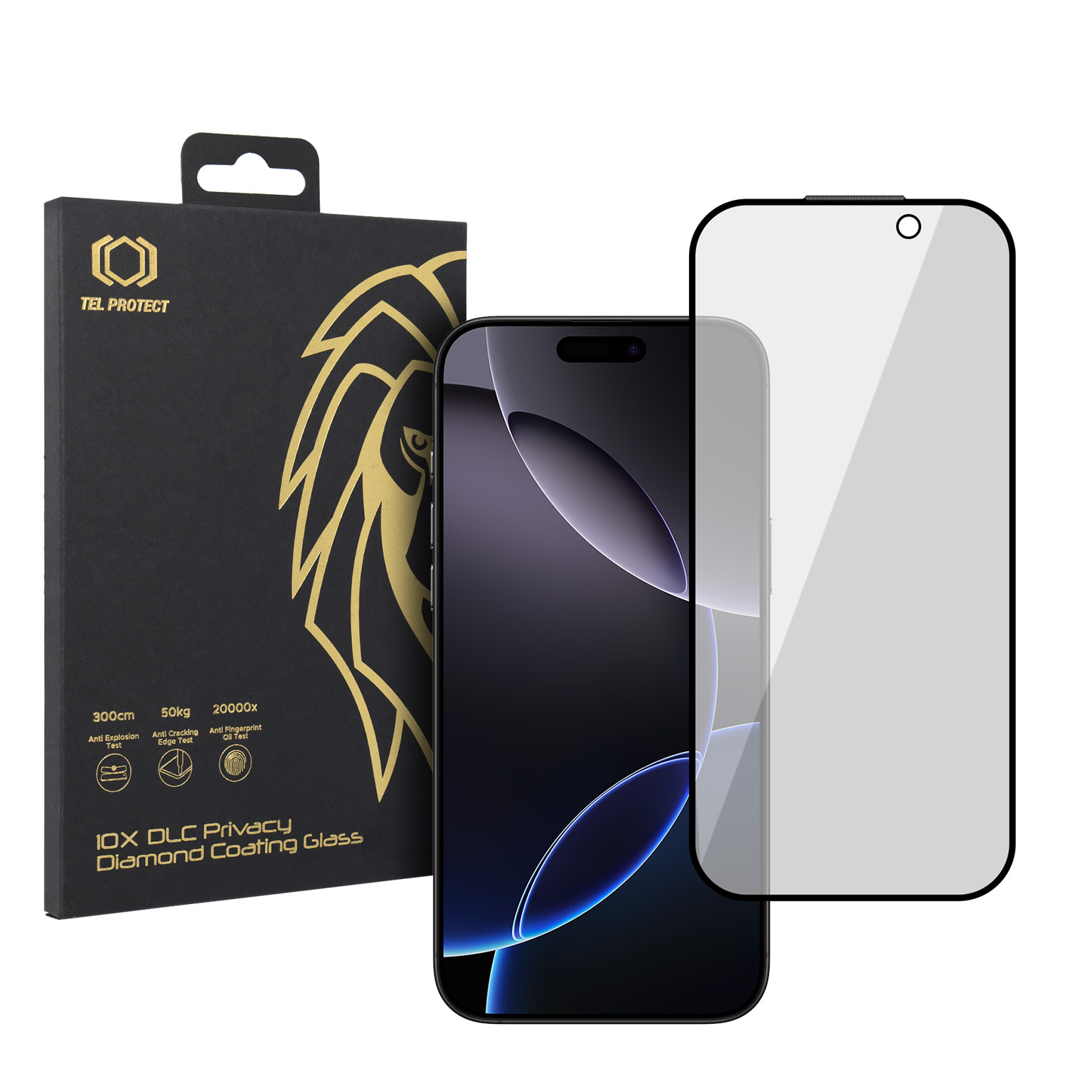 Grūdintas stiklas Tel Protect 10X Privacy DLC Diamond Coating skirtas Iphone 16 Pro Max