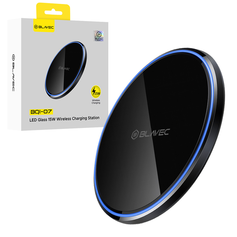 Blavec BQI-07 Qi 15W UniCharge индукционное зарядное устройство (BQI07-QIB) чёрное стекло