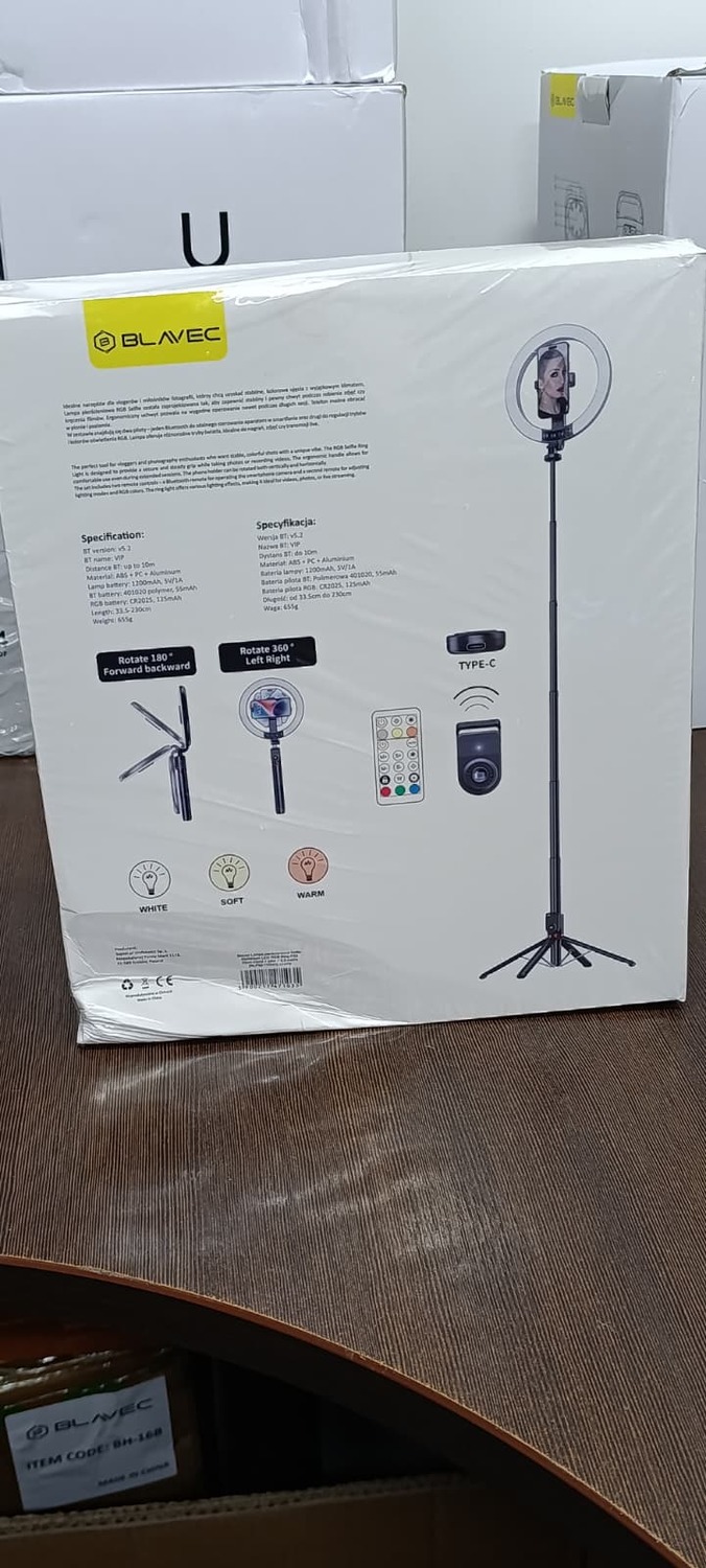 Blavec Selfie Ring lamp Aluminium Aura LED RGB Ring P-50 25cm tripod + remote control + 2,3 metres (RLP50-TRB23) juodas (damaged packaging)