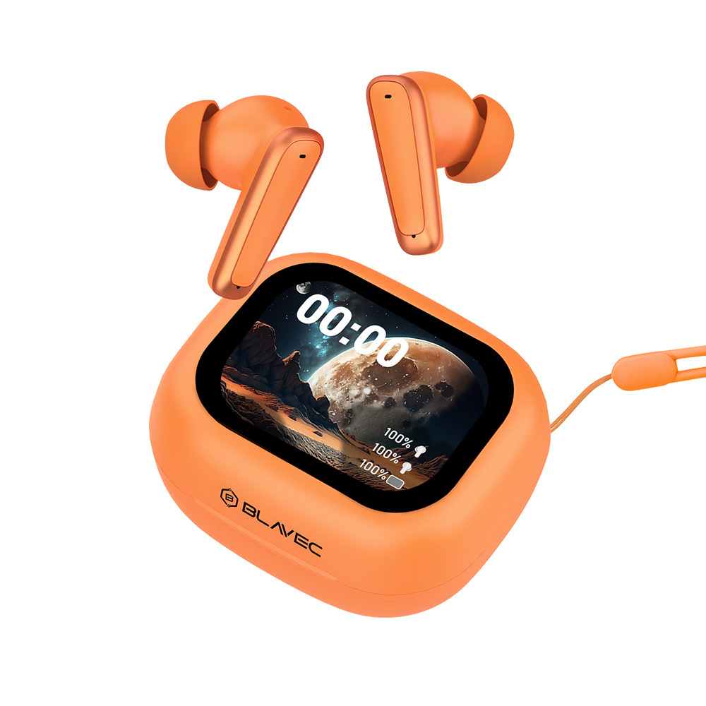 Blavec Bluetooth TWS Ausinės BW-07 Live su LCD ekranu (BW07L-O) oranžinės