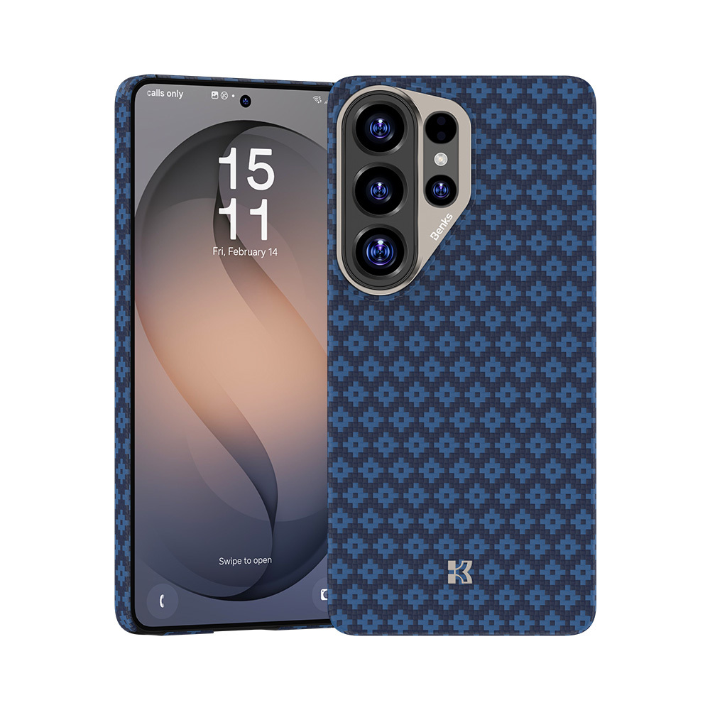 Benks Magnetic Armor Air Armor Grid Kevlar Dėklas Metal Frame 600D (A050) for Samsung Galaxy S26 Ultra mėlynas