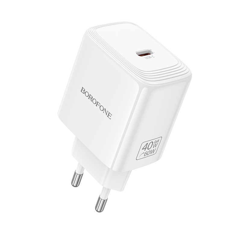 Borofone BN33 Fuente GaN USB-C tinklo įkroviklis QC3.0 PD 40W baltas