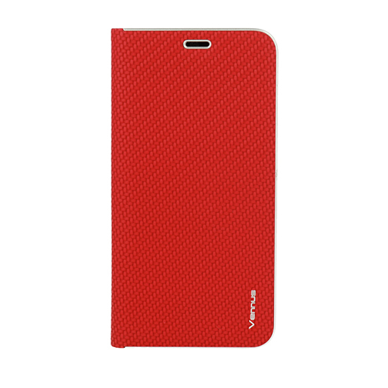 Vennus Book CARBON dėklas su rėmeliu Iphone 12 Pro Max telefonui raudonas