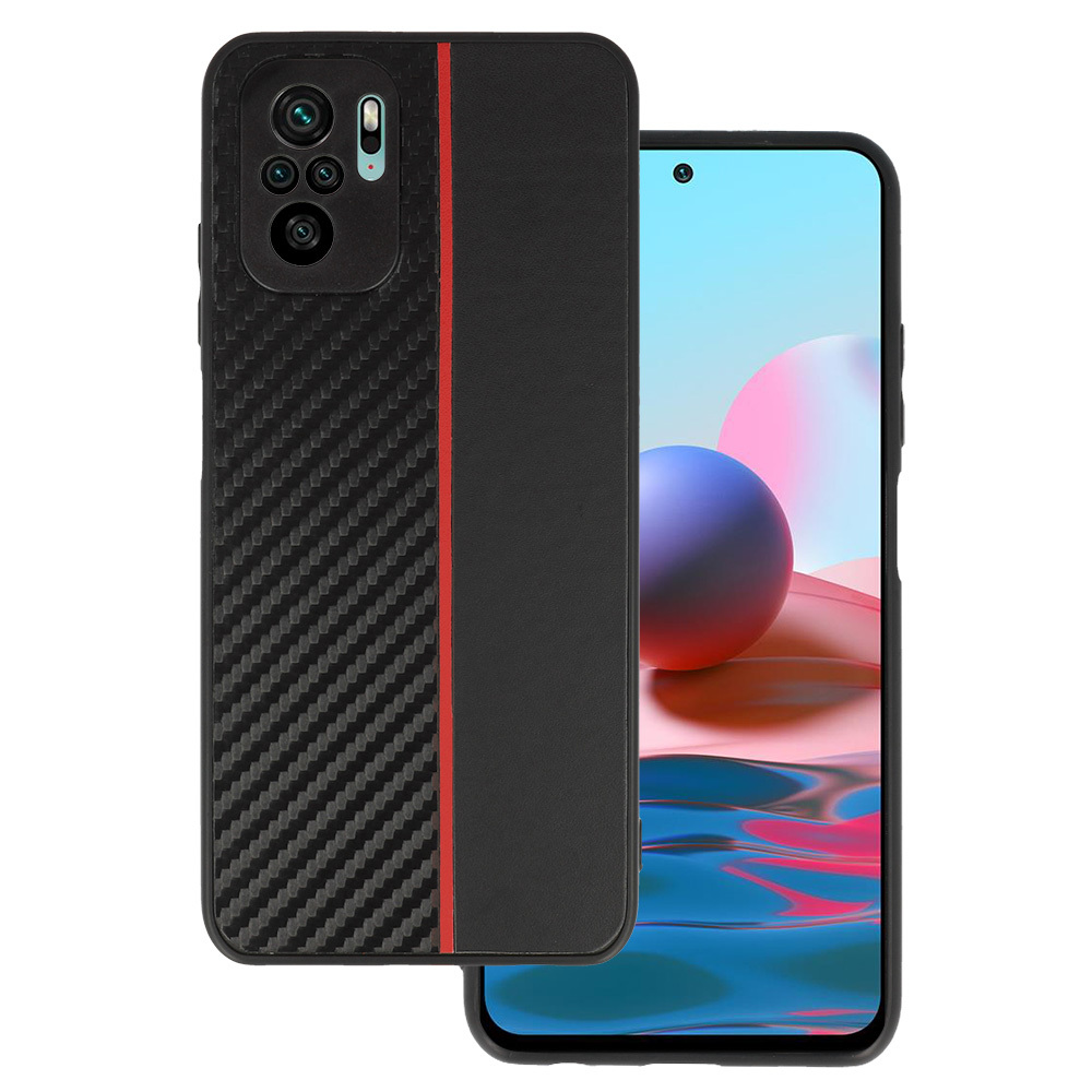 Tel Protect ANGLIES dėklas Xiaomi Redmi Note 10/Note 10S/Poco M5S juodas su raudona juosta
