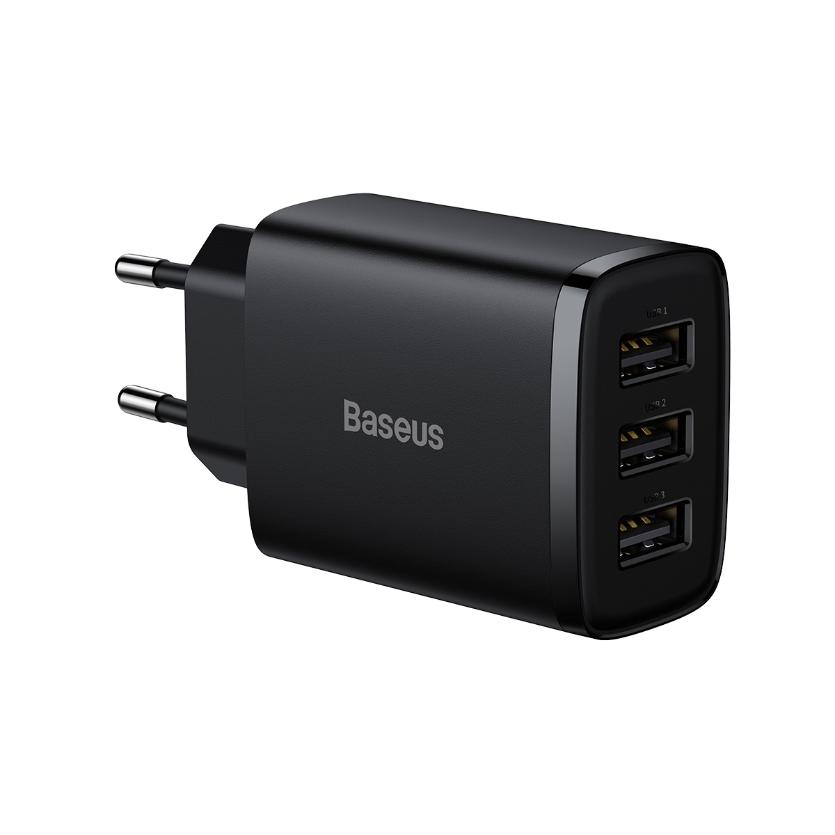 Baseus įkroviklis Compact 3 x USB juodas 17w