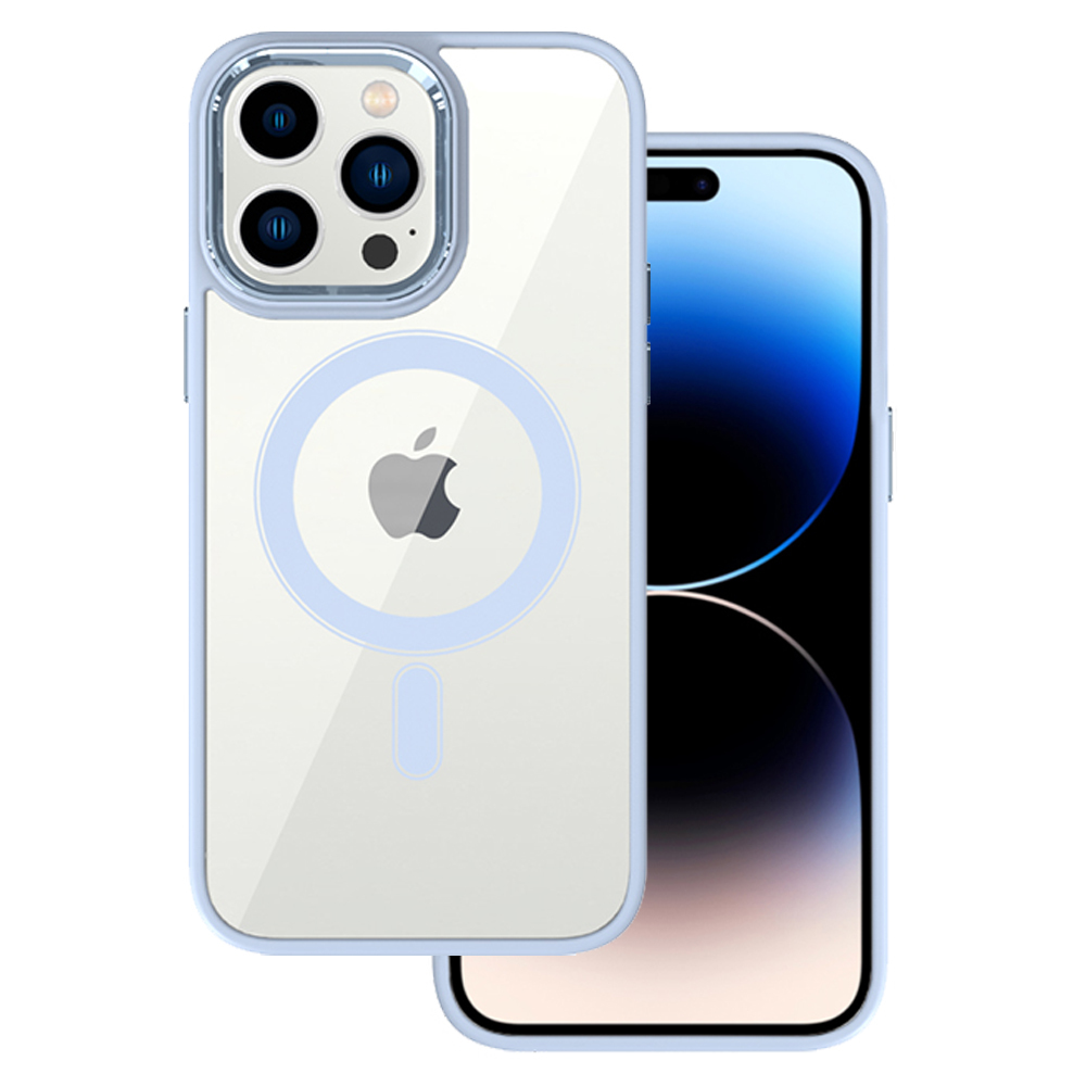 Tel Protect Magnetinis skaidrus dėklas telefonui Iphone 13 Pro Max Šviesiai mėlyna