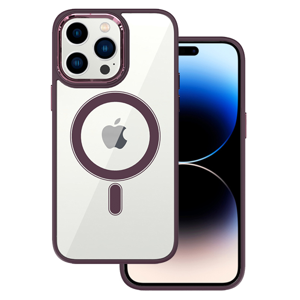 Tel Protect Magnetinis skaidrus dėklas telefonui Iphone 13 Pro Max Vyšninė